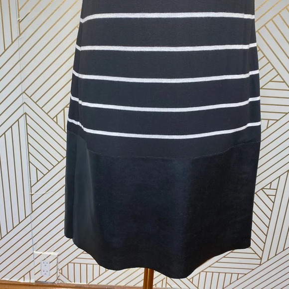 Anthropologie Bailey 44 Tanum Tunic Dress Striped Faux Leather‎ Black Size Small - Picture 4 of 8